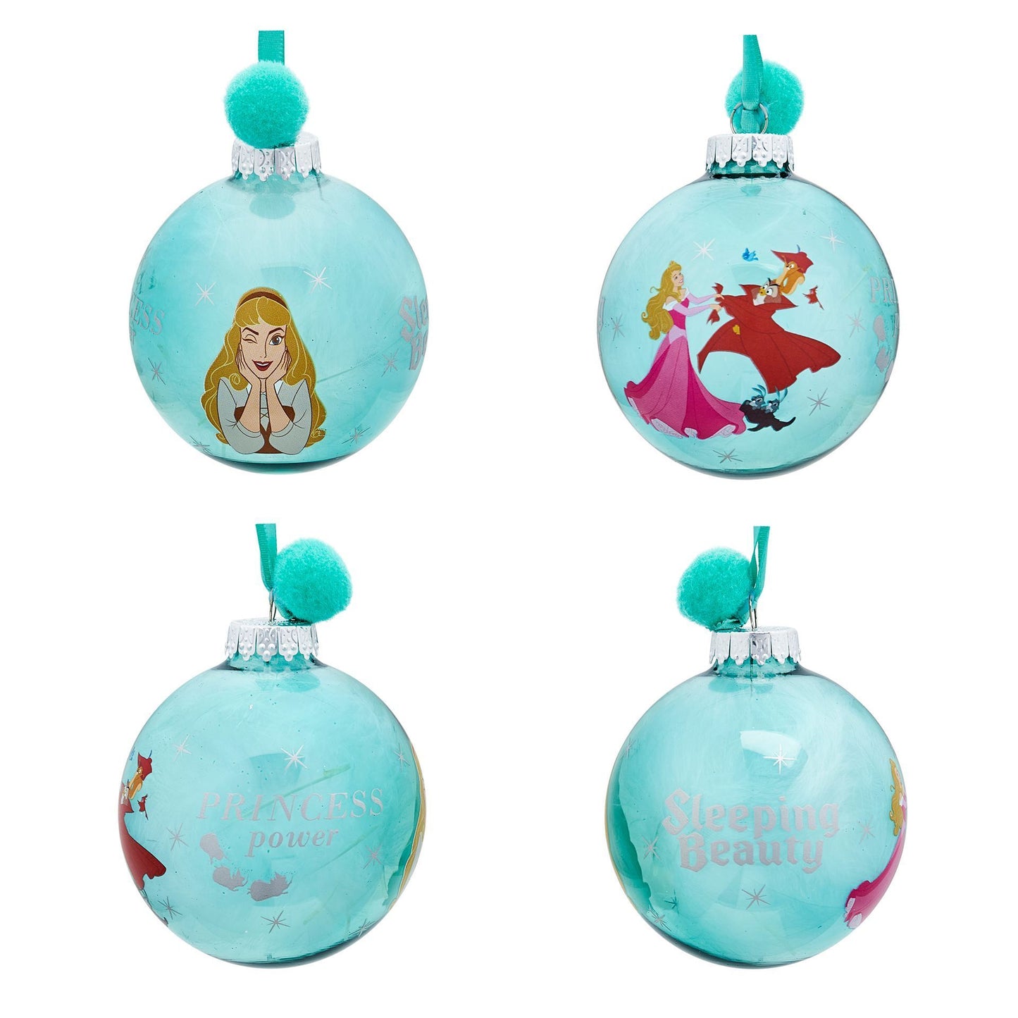 Disney Princesses Set of 7 Colourful Feather-Filled Pom Pom Baubles