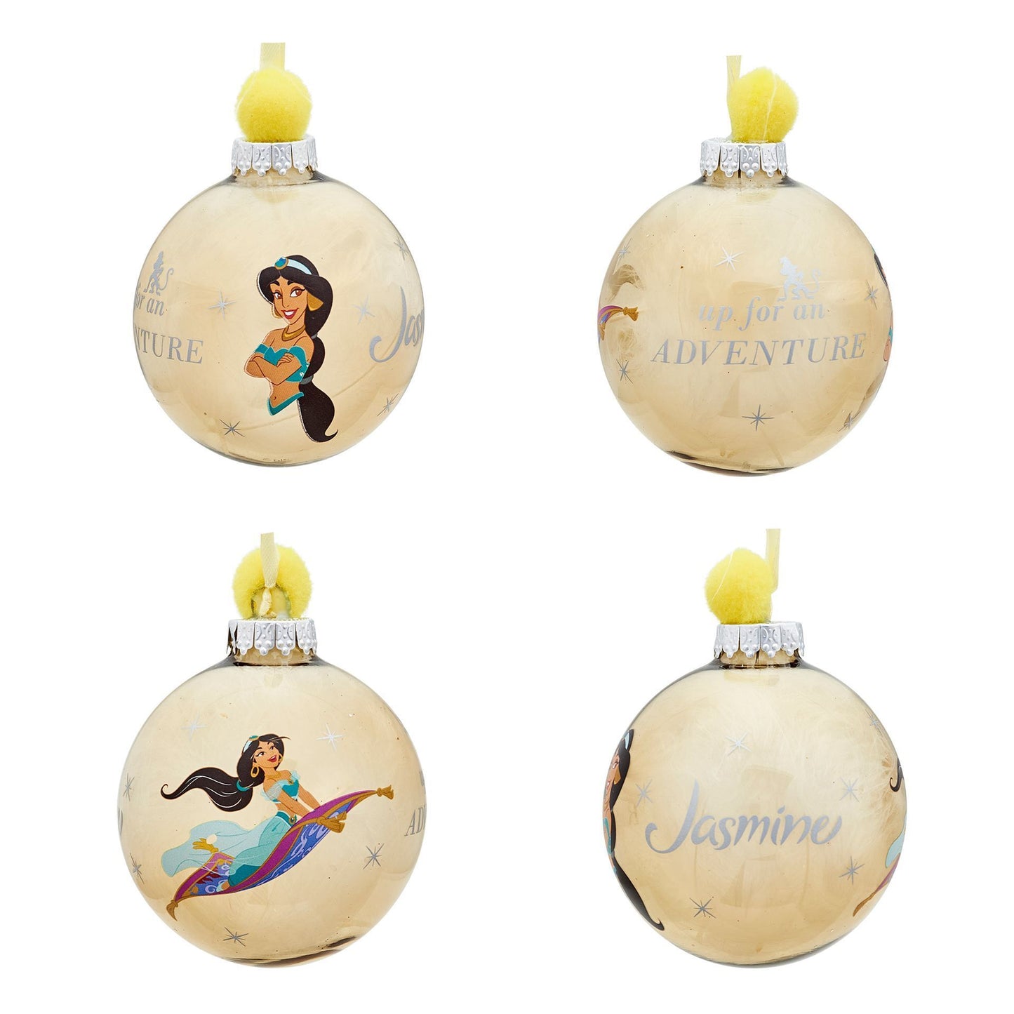 Disney Princesses Set of 7 Colourful Feather-Filled Pom Pom Baubles