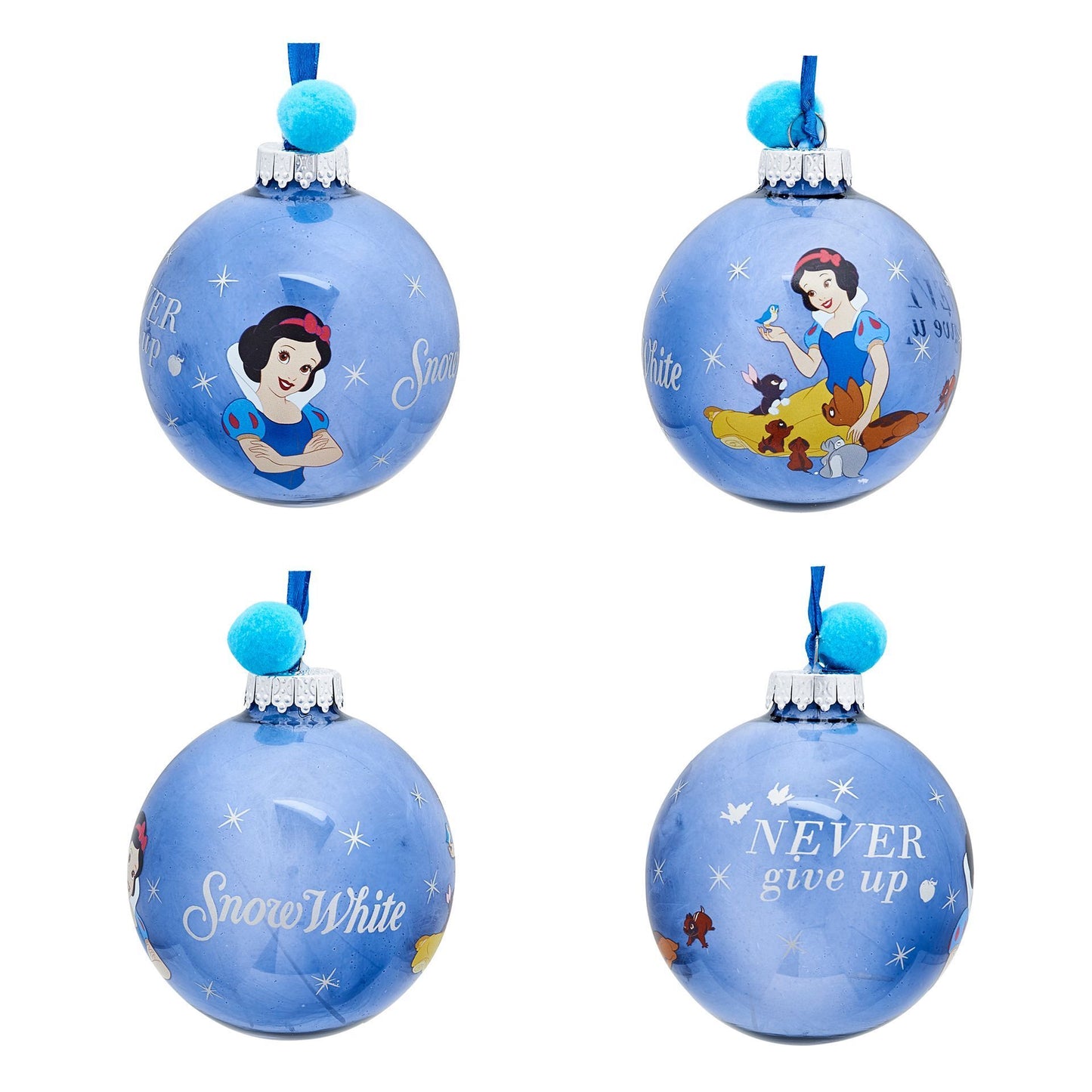 Disney Princesses Set of 7 Colourful Feather-Filled Pom Pom Baubles