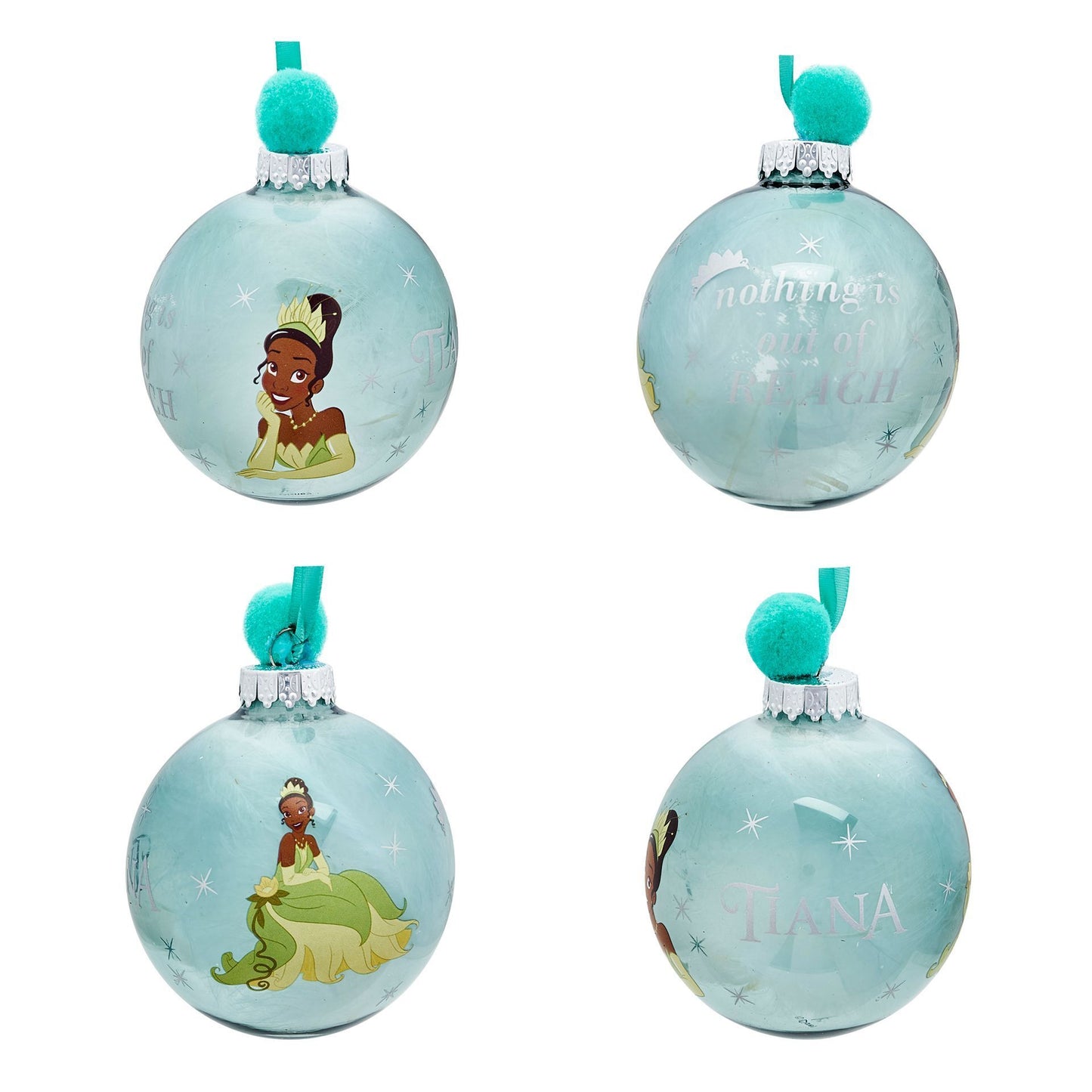 Disney Princesses Set of 7 Colourful Feather-Filled Pom Pom Baubles