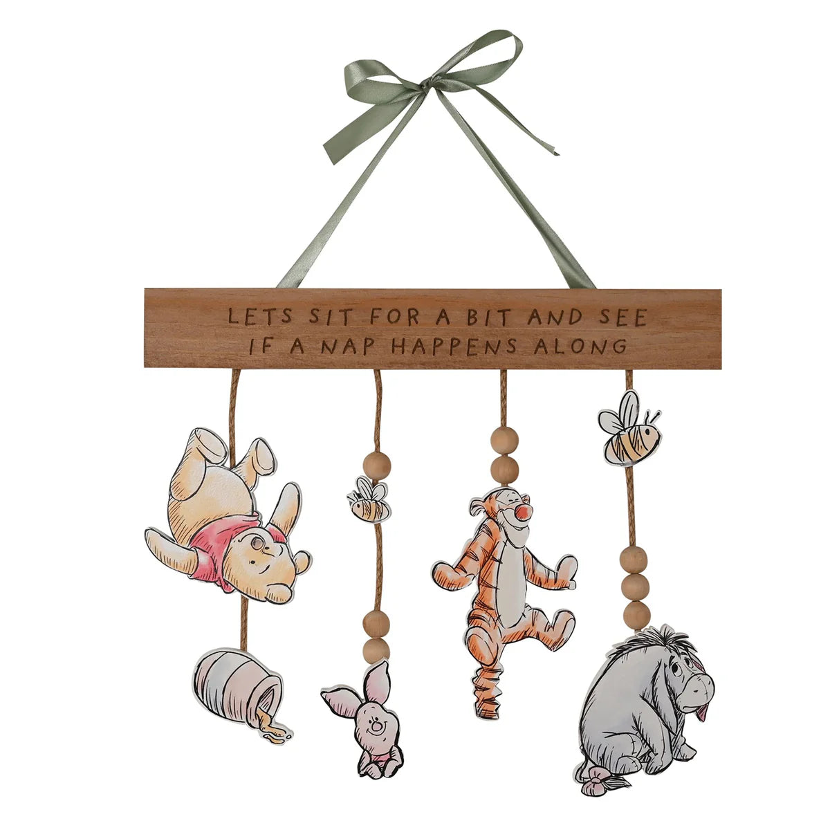 Disney Winnie The Pooh Wooden Hanging 'Let's Sit For a Bit' Plaque
