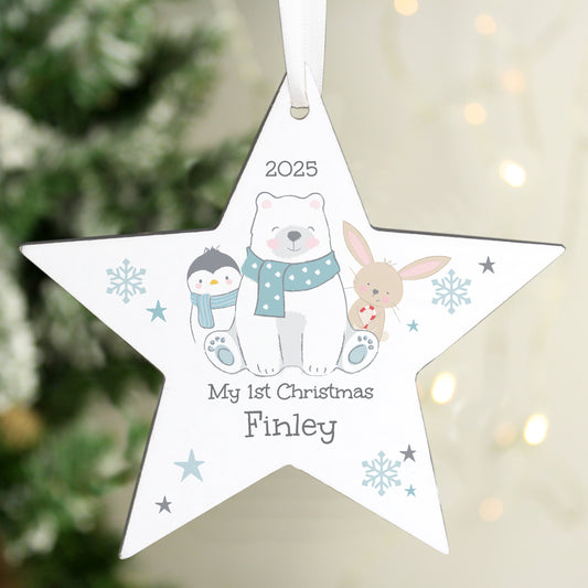 Personalised Polar Bear Christmas Star Ornament