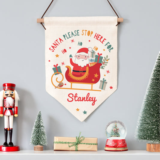 Personalised Santa Stop Here Banner