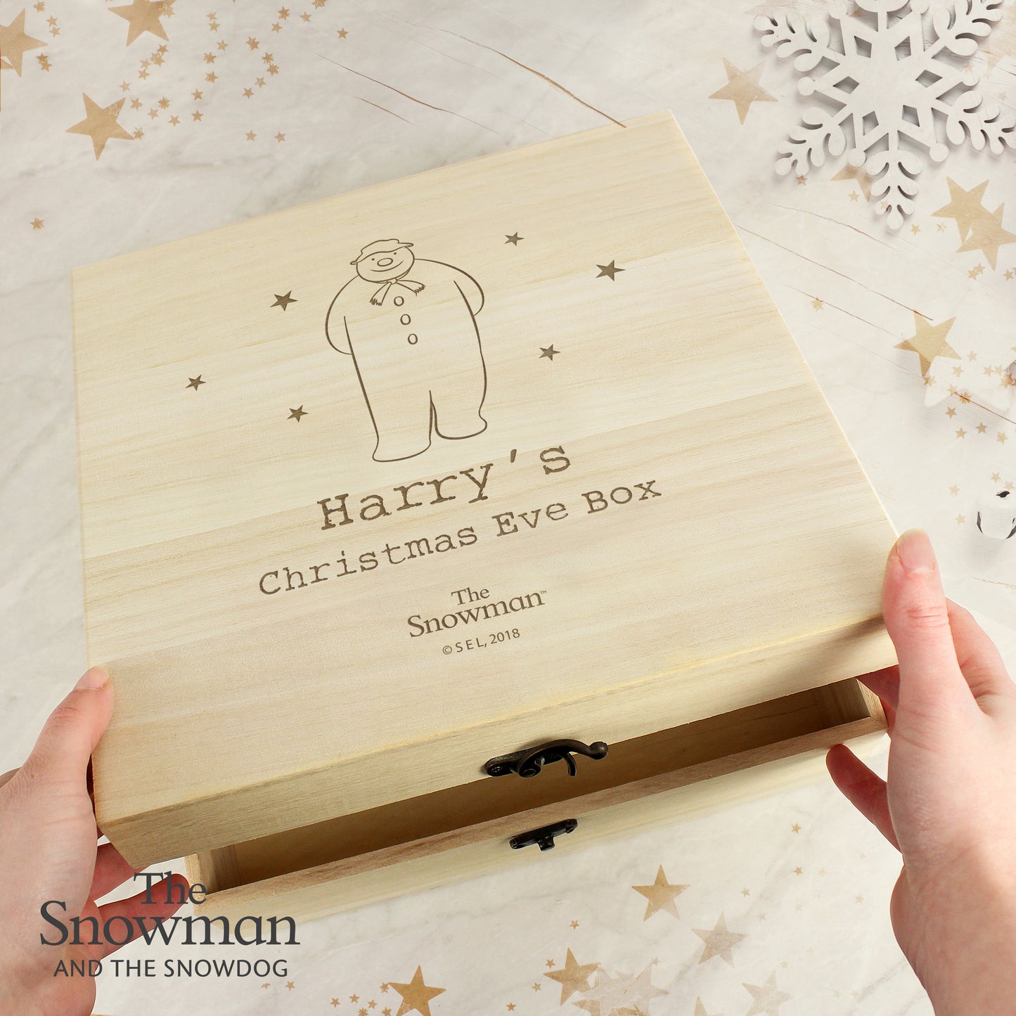 Personalised The Snowman Wooden Christmas Eve Box