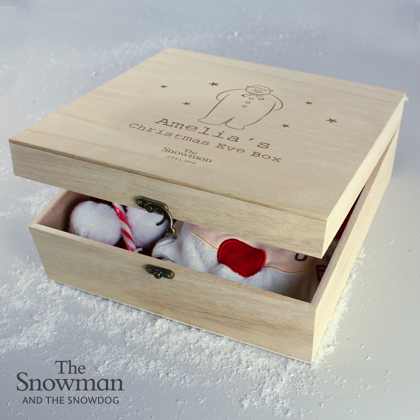 Personalised The Snowman Wooden Christmas Eve Box