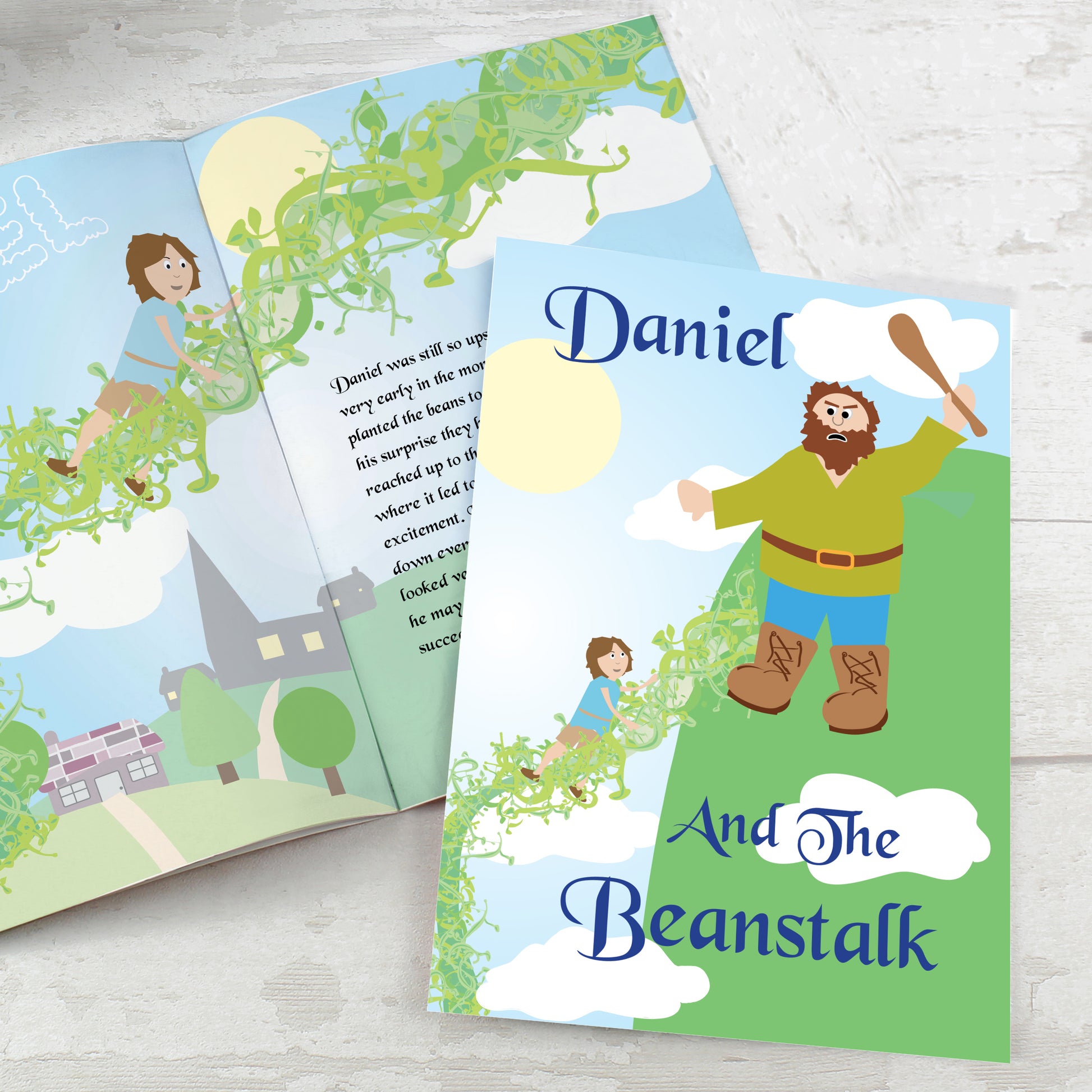 Personalised Jack and the Beanstalk Story Book Front and Middle