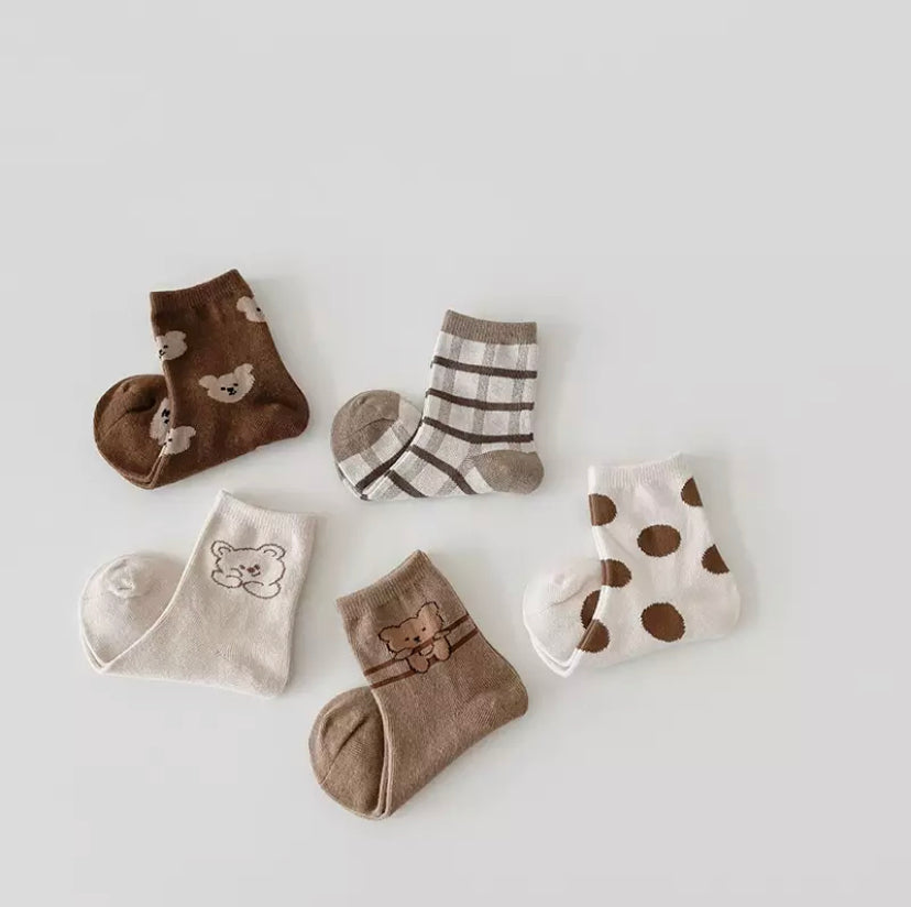 Autumn Baby Bear Pack of 5 Socks