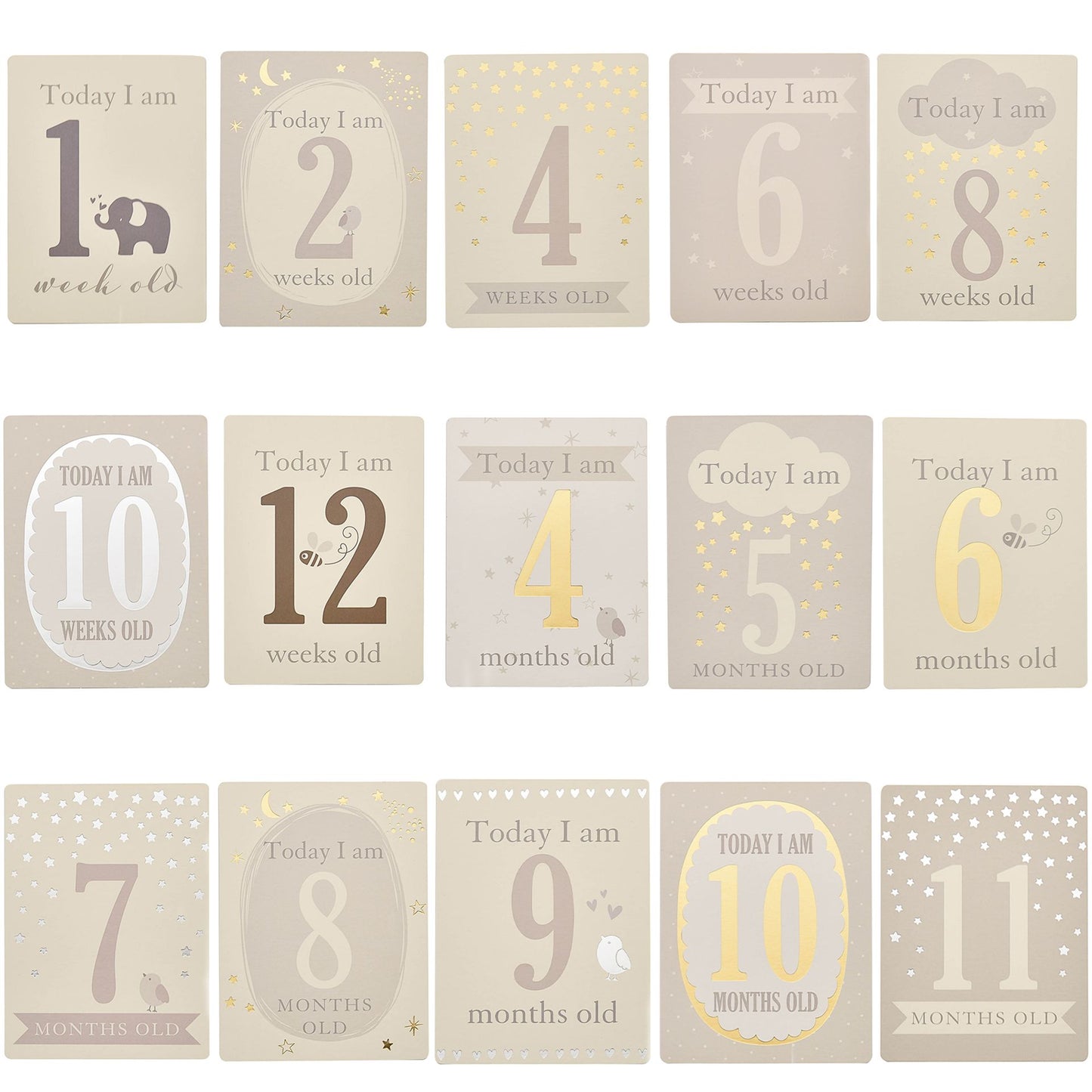 Bambino Little Star Baby Milestone Cards with Foil