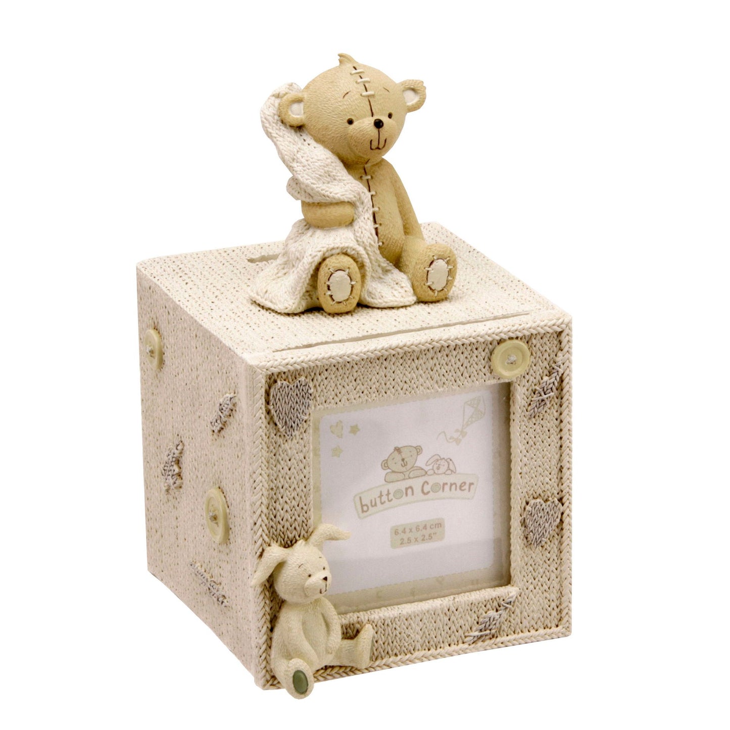 Button Corner Money Box with Photo 