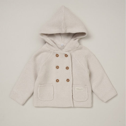 Beige Baby Organic Double Knit Cardigan