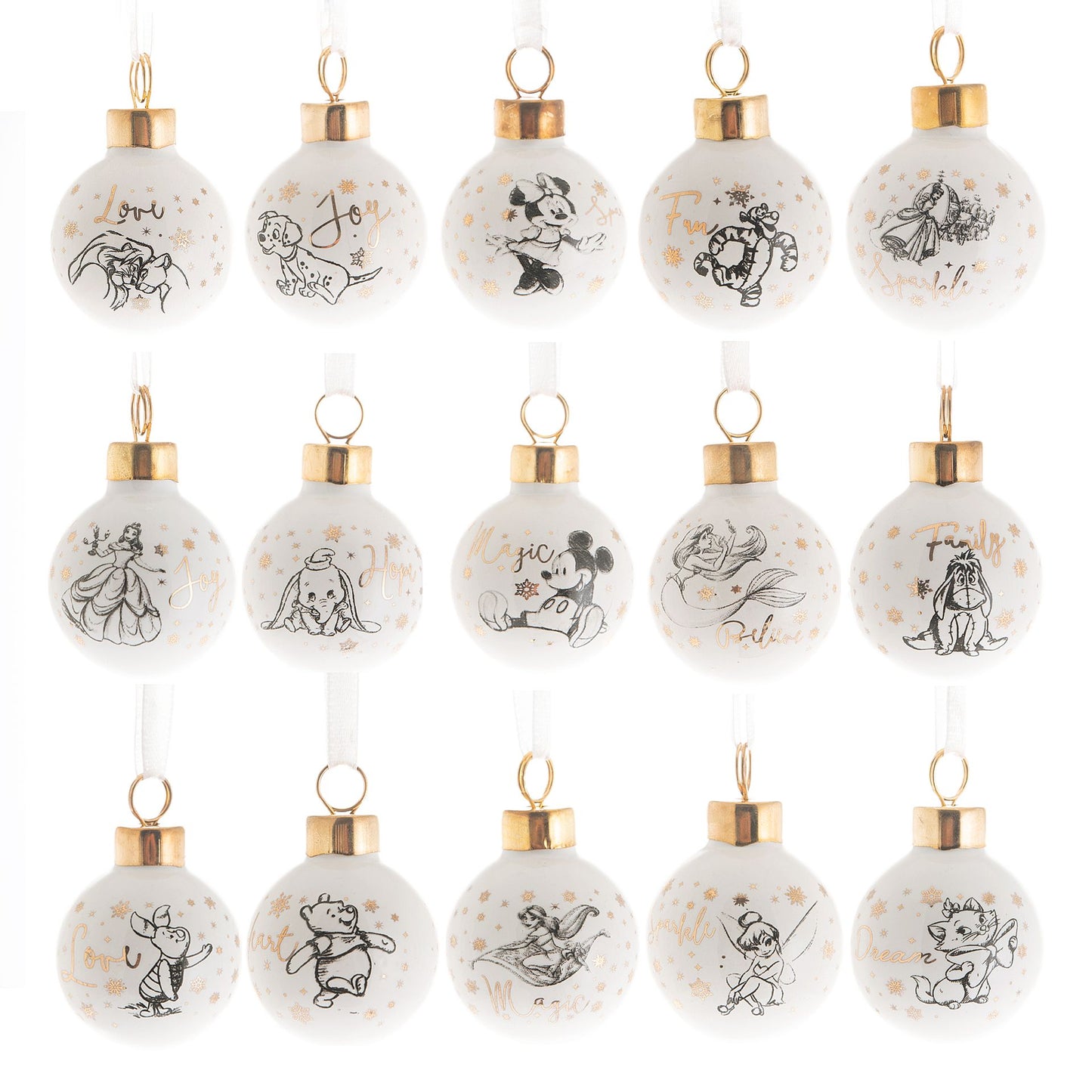 Disney Set Of 15 Mini Ceramic Baubles