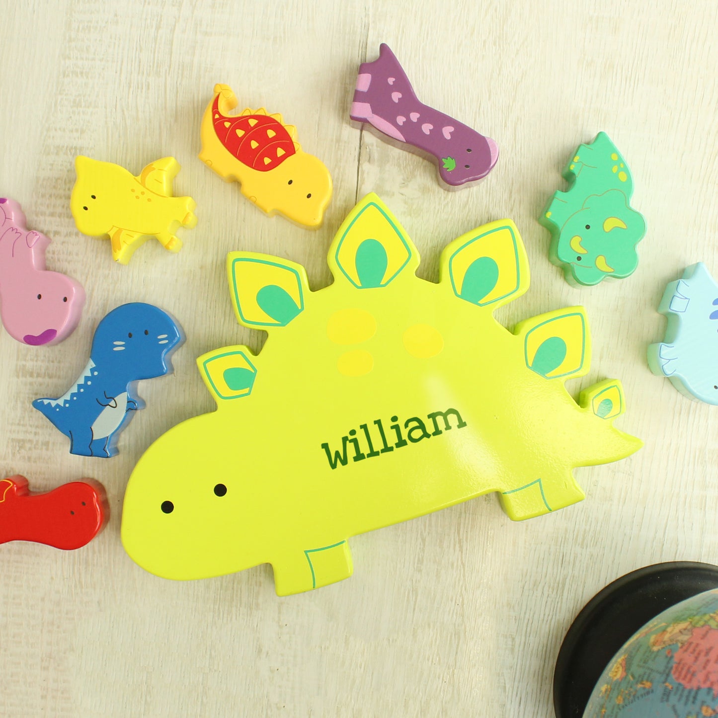 Personalised Name Wooden Dinosaur Stacker Toy