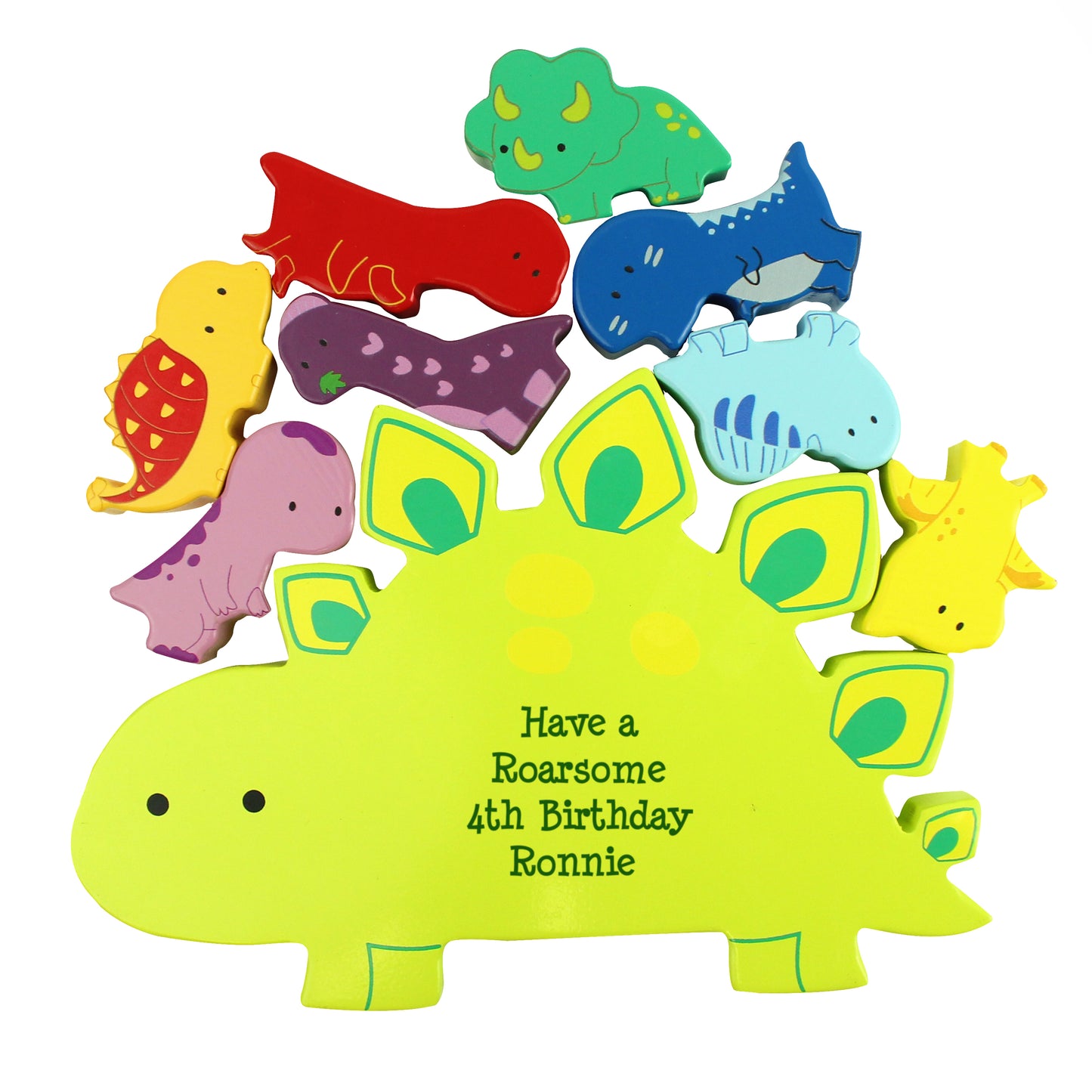 Personalised Wooden Dinosaur Stacker Toy