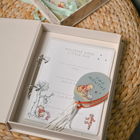 Disney Winnie The Pooh Milestone Album with 30 Balloon-Shaped Milestone Cards