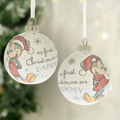 Disney's Mickey & Minnie Mouse 'My First Christmas as a...' Ceramic Bauble Set