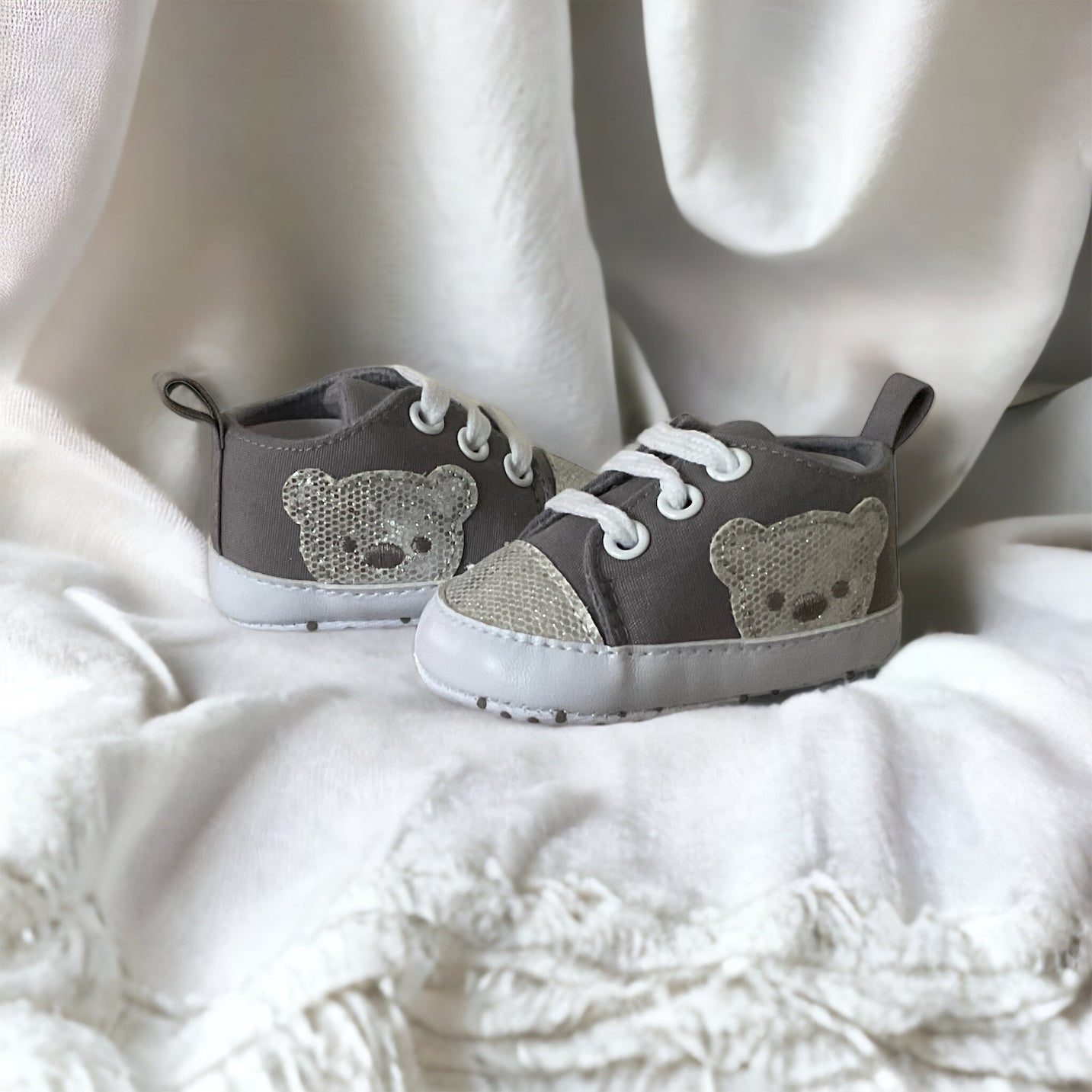 Grey Glitter Star and Bear Trainers