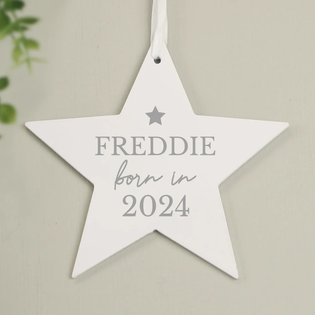 Personalised Born In Wooden Star Decoration