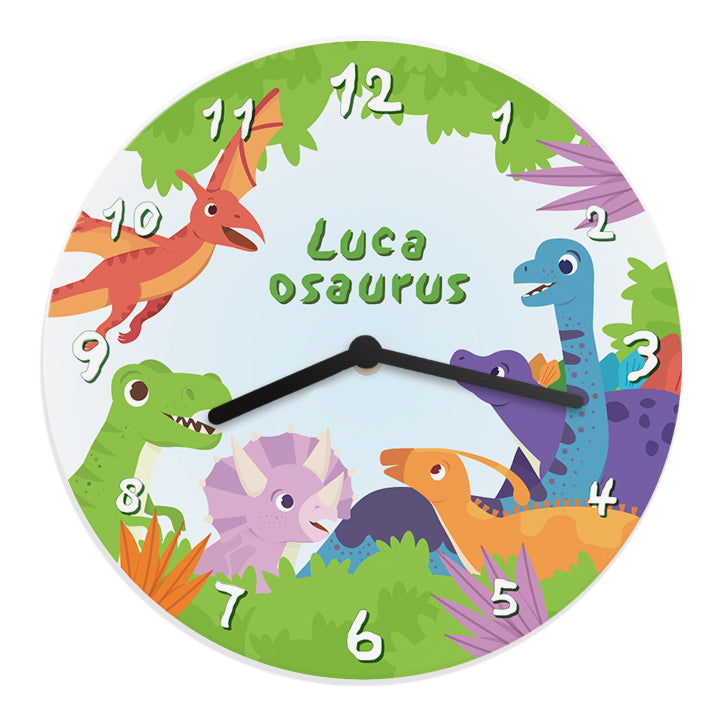 Personalised Dinosaur Wooden Childrens Clock