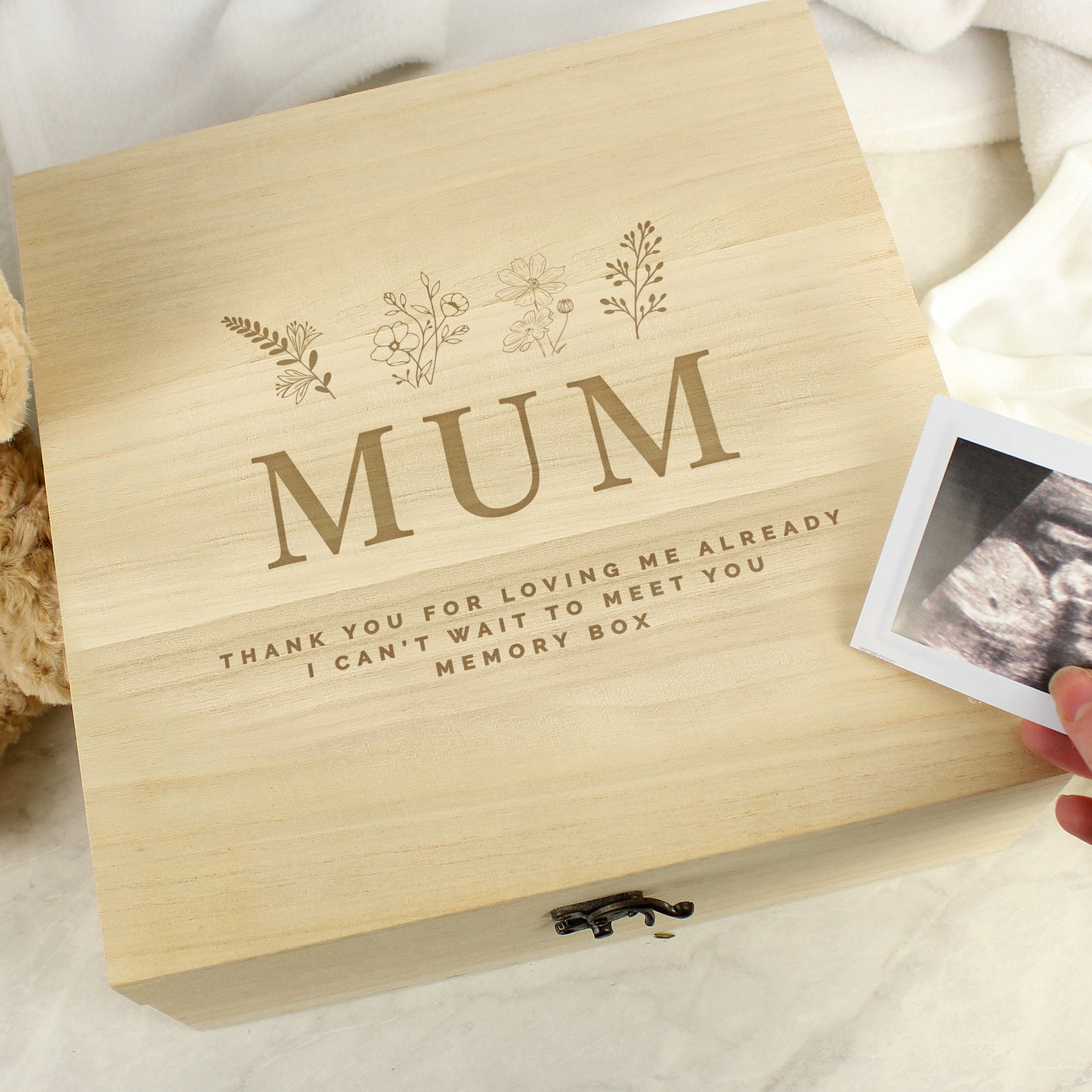 Personalised Engraved Floral Wooden Keepsake Box