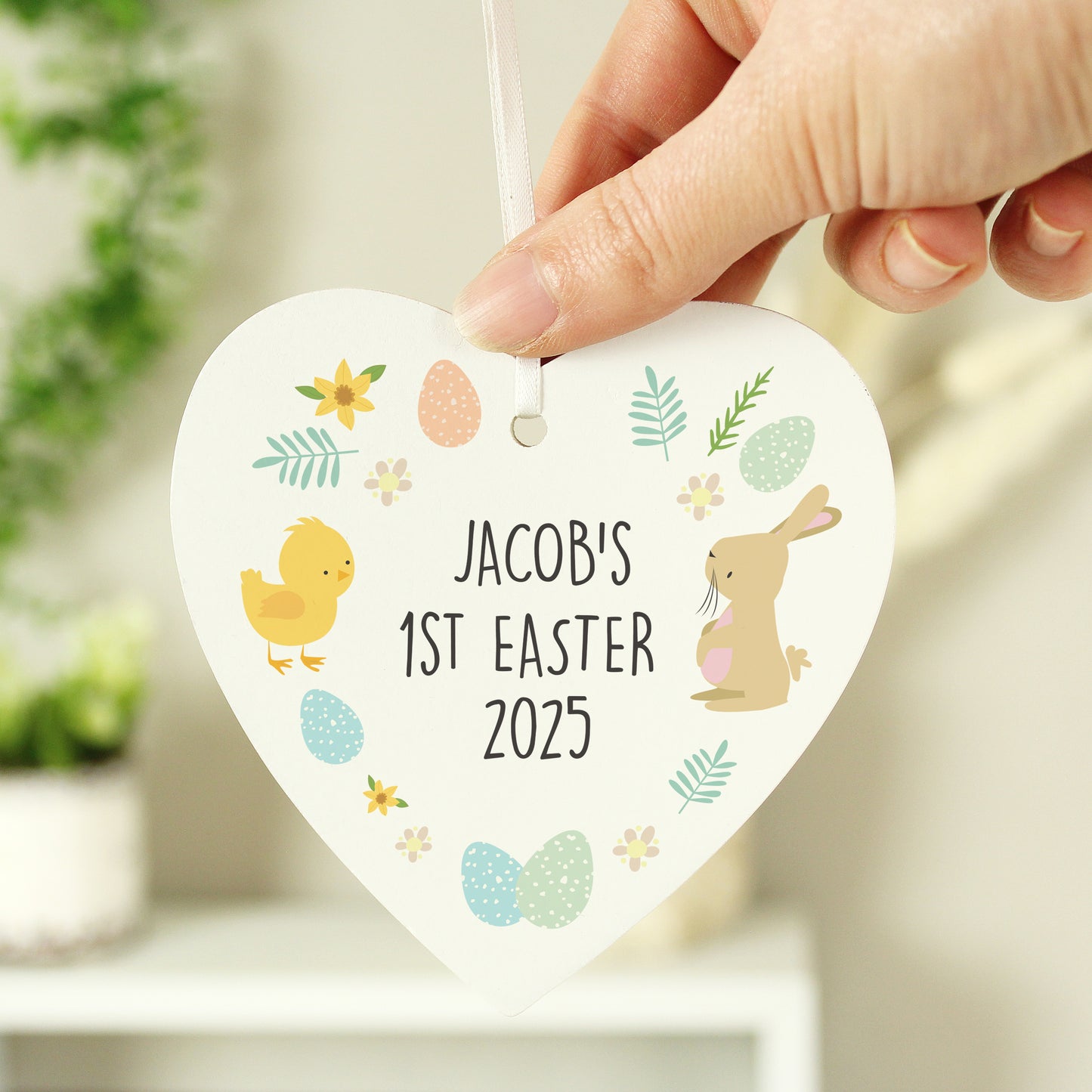 Personalised First Easter Heart Tree Decoration