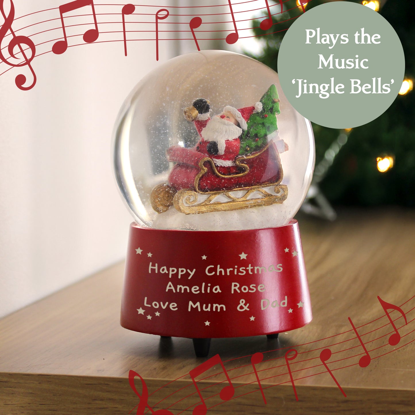 Personalised ‘Jingle Bells’ Musical Santa Globe