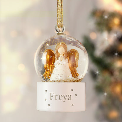 Personalised Name Angel Glitter Snow Globe Tree Decoration