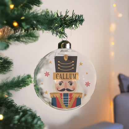Personalised Nutcracker Christmas Glass Bauble