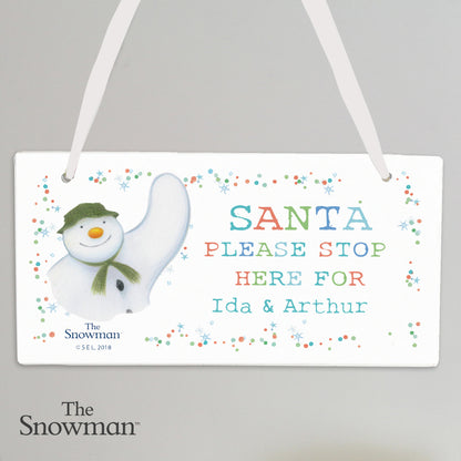 Personalised The Snowman ‘Santa Stop Here’ Wooden Sign