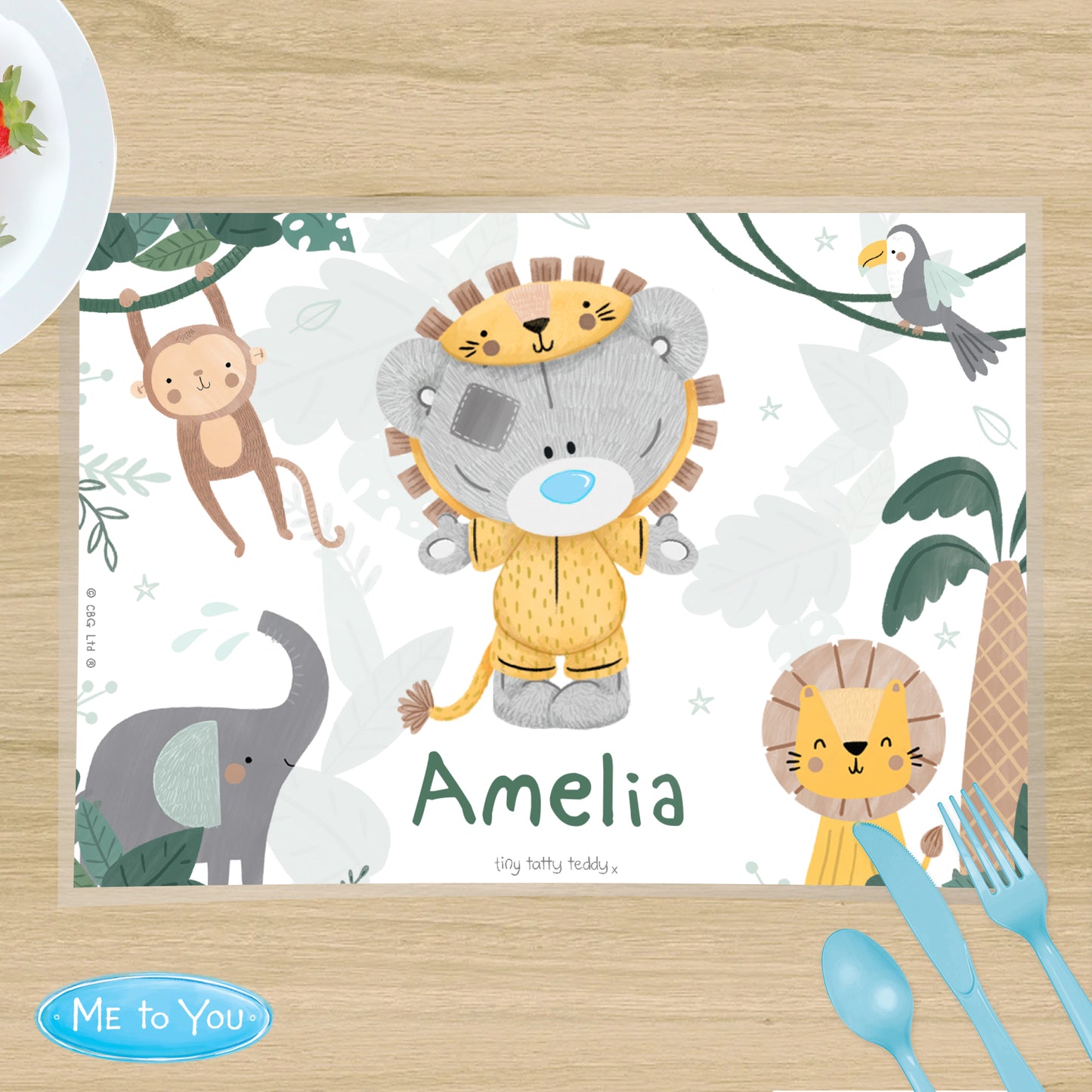 Personalised Tiny Tatty Teddy Jungle Animals Placemat