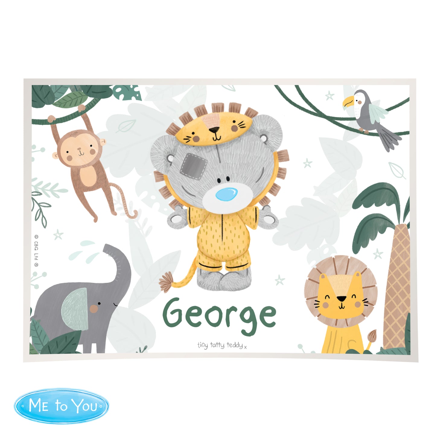 Personalised Tiny Tatty Teddy Jungle Animals Placemat