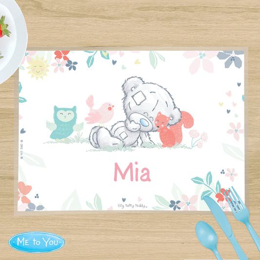 Personalised Tiny Tatty Teddy Woodland Animal Placemat