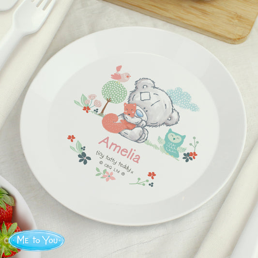 Personalised Tiny Tatty Teddy Woodland Animal Plastic Plate