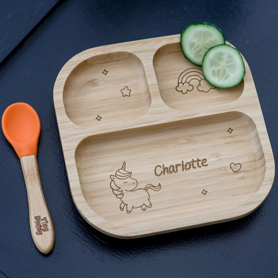 Personalised Unicorn Bamboo Suction Plate