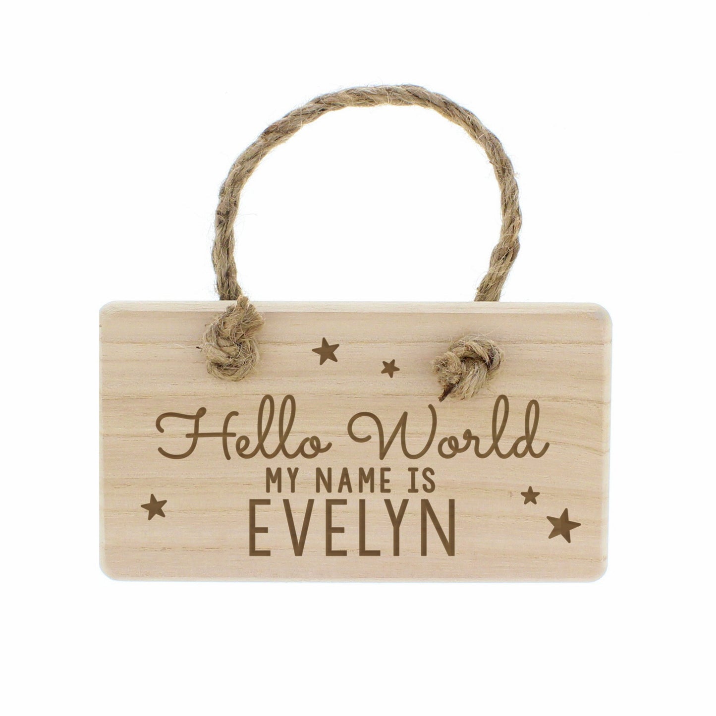 Personalised 'Hello World' Wooden Sign