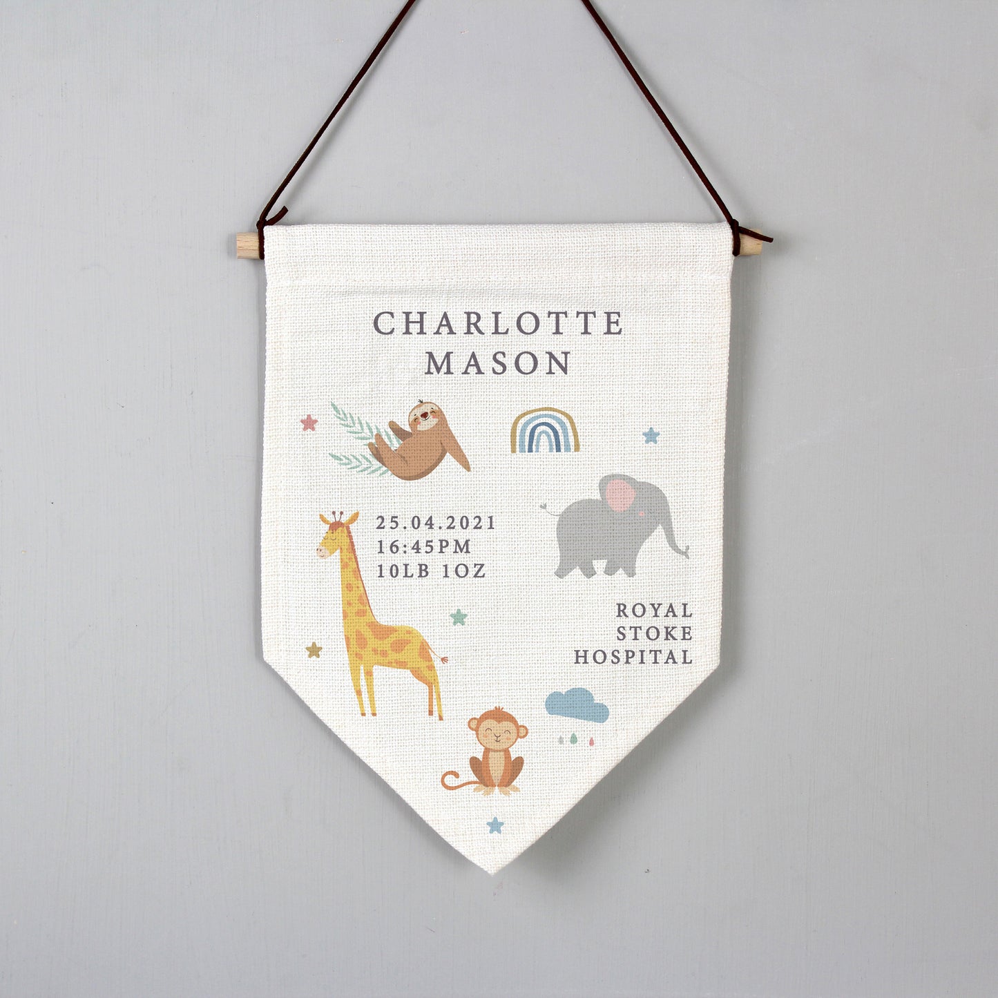 Personalised Safari Animals Hanging Banner