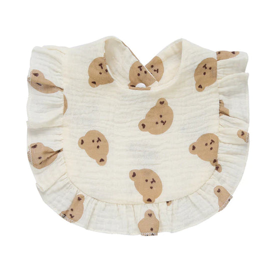 White & Brown Teddy Bear Bib