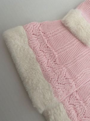 Pink Baby Girls Knitted Fur Trimmed Coat