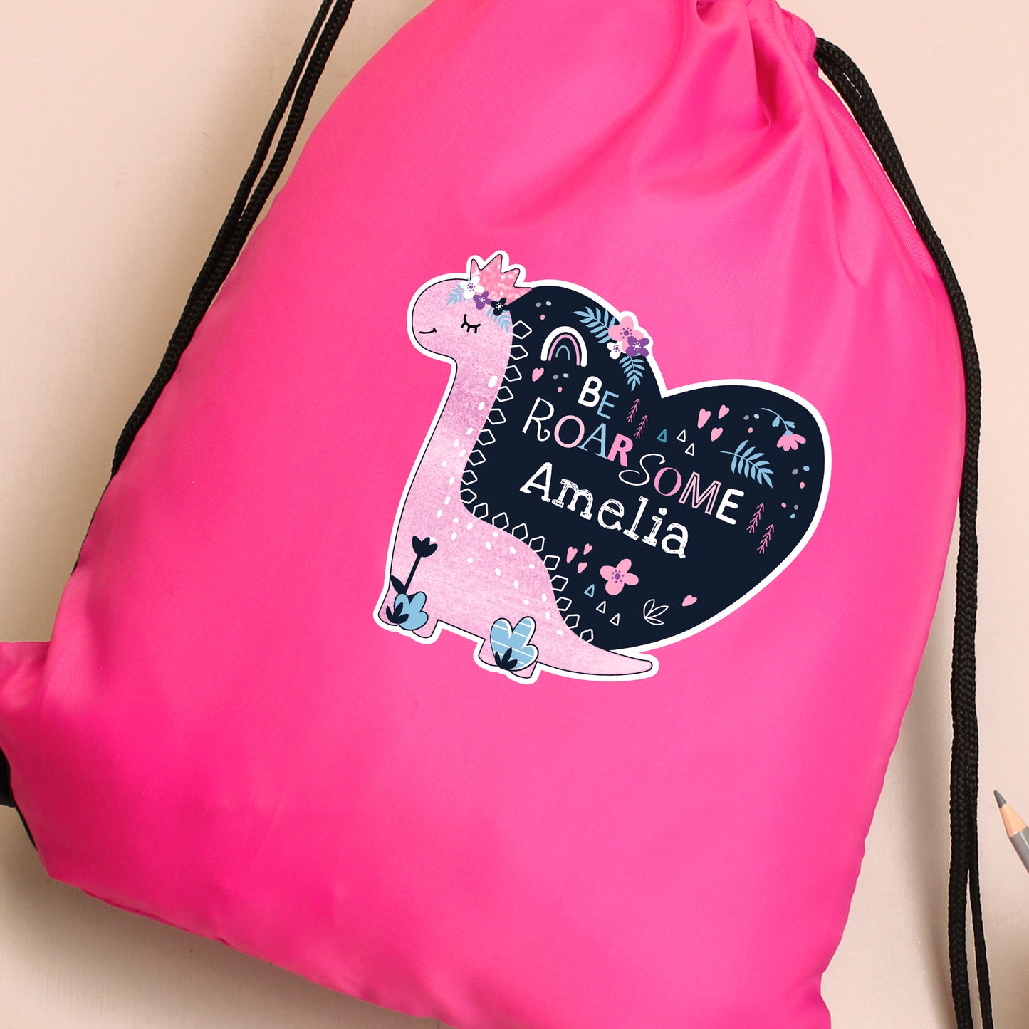 Personalised Dinosaur Pink Kit Bag