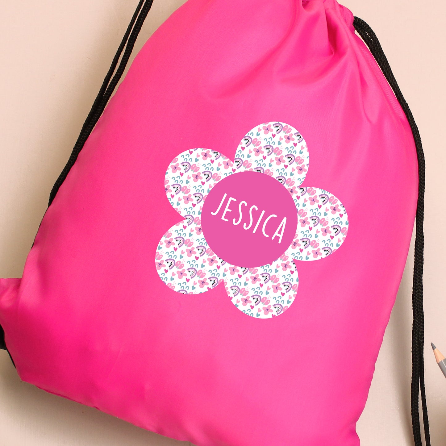 Personalised Flower Pink Kit Bag