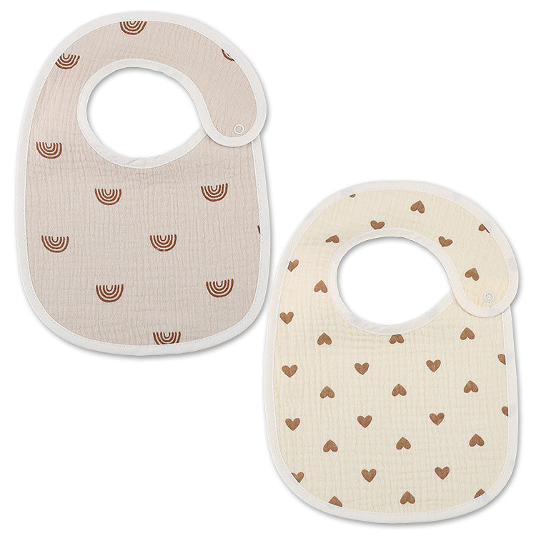 2-Piece Heart & Rainbow Print Bib Set