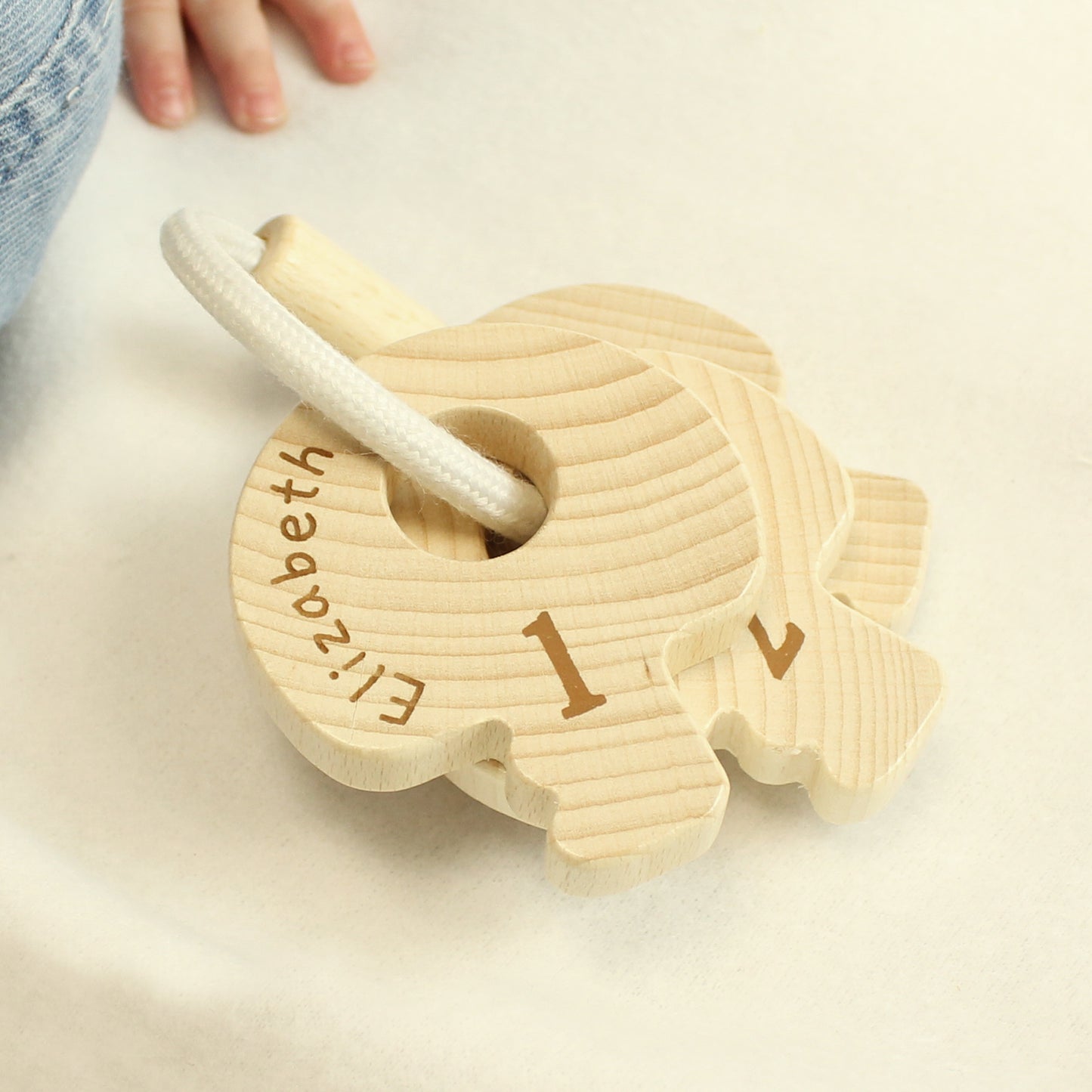 Personalised Name Wooden Baby Keys