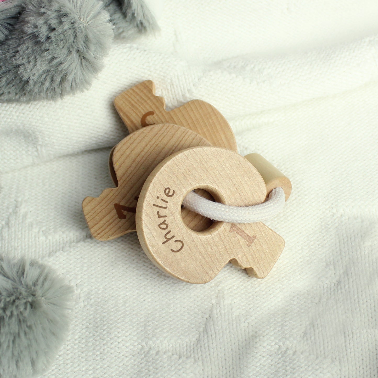 Personalised Name Wooden Baby Keys