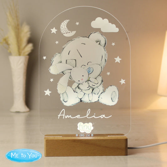 Personalised Tiny Tatty Teddy Wooden Based LED Light