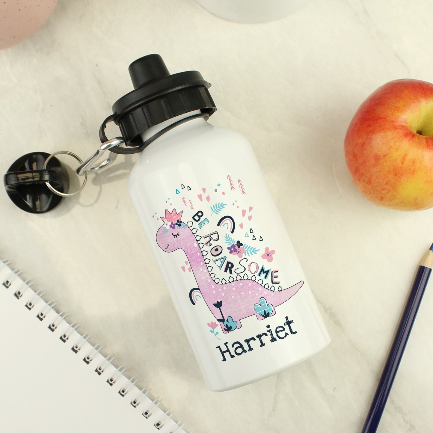 Personalised Dinosaur Pink Drinks Bottle