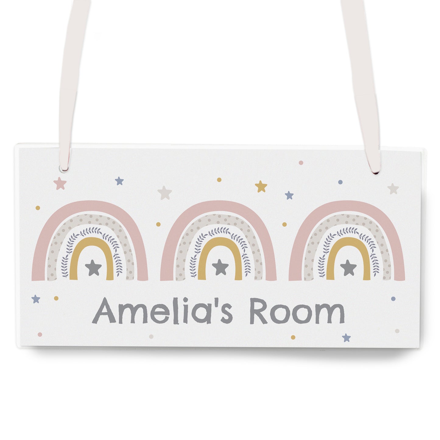 Personalised Rainbow and Stars Wooden Sign