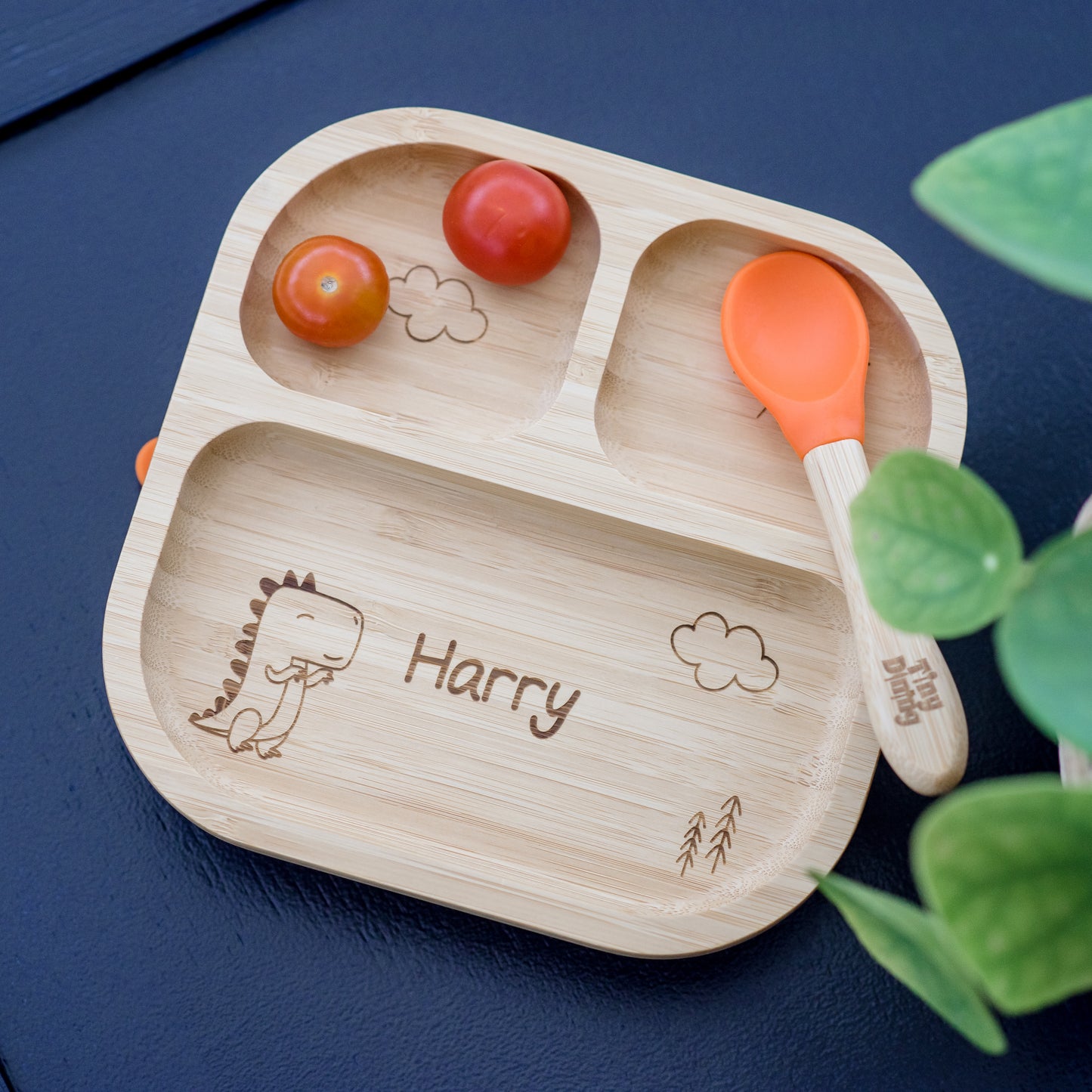 Personalised Dinosaur Bamboo Suction Plate