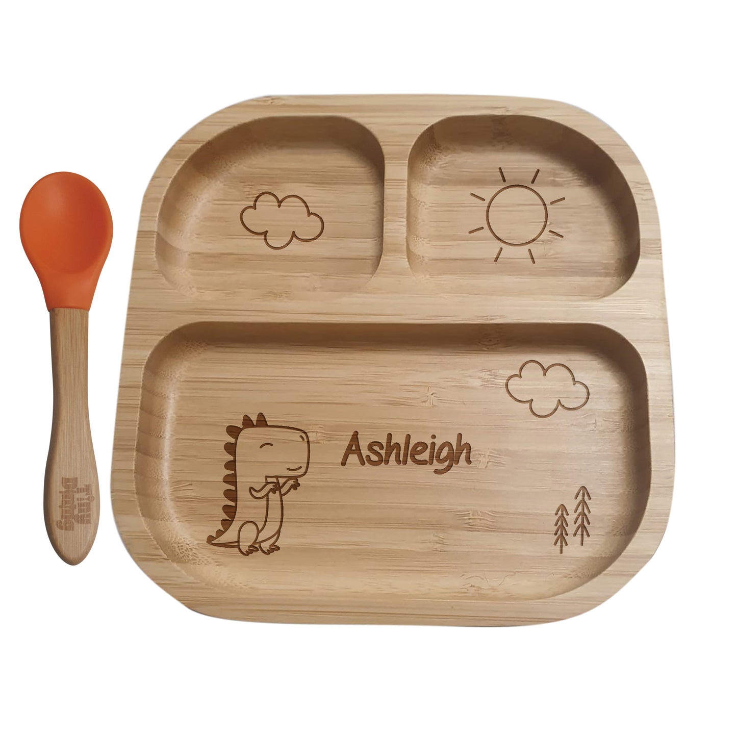 Personalised Dinosaur Bamboo Suction Plate