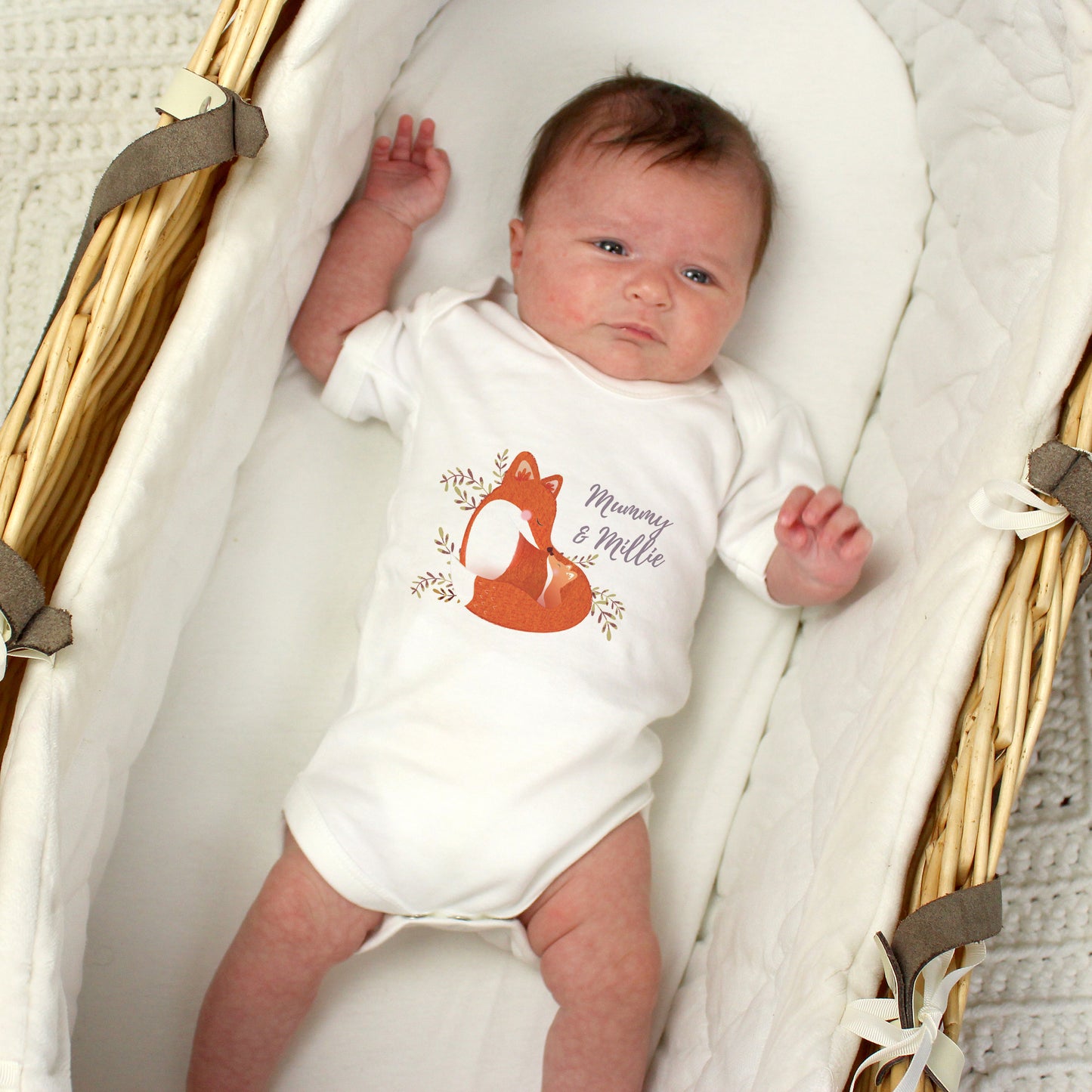 Personalised Mummy and Me Fox 0-3 Months Baby Vest