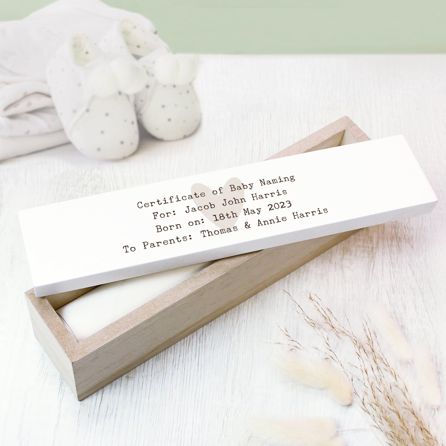 Personalised Heart Wooden Certificate Holder