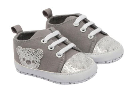 Grey Glitter Star and Bear Trainers